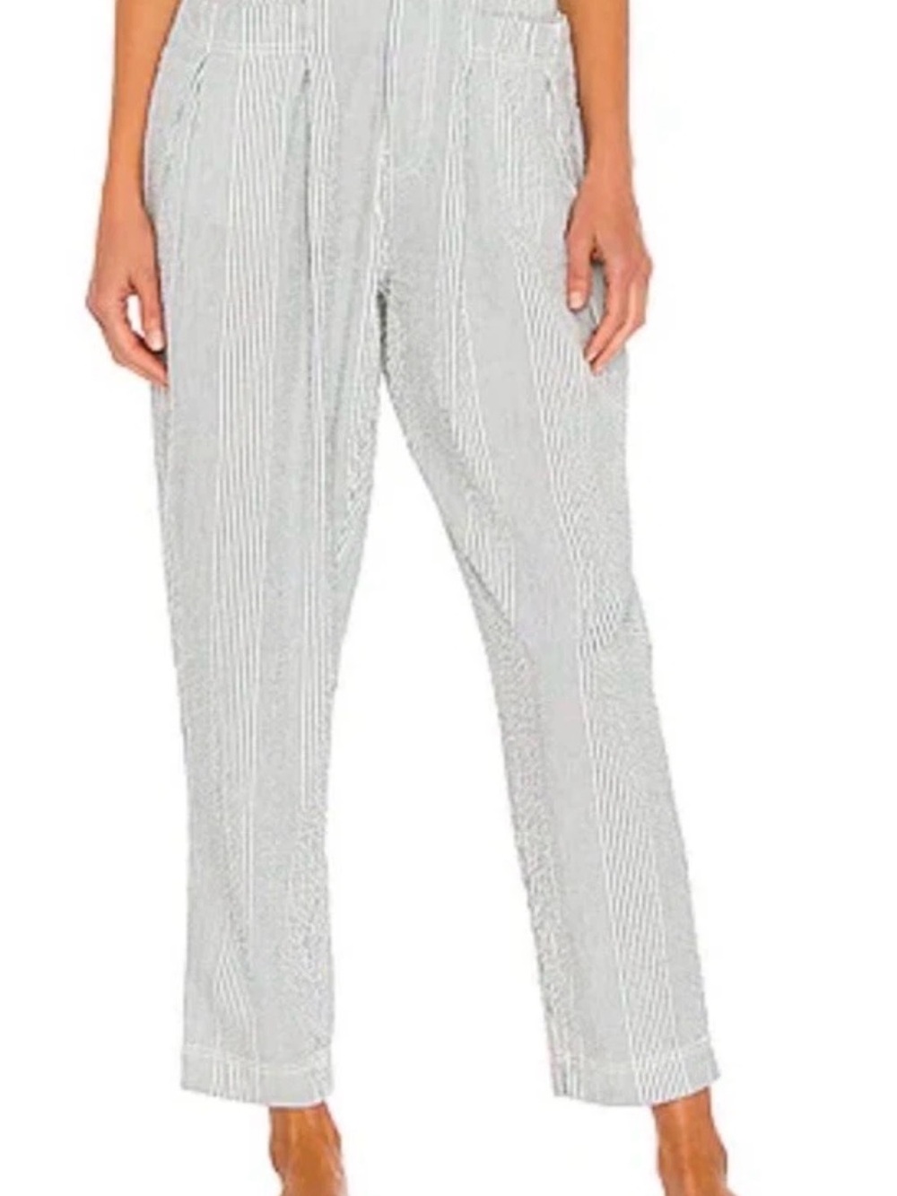 NWT Free People Make A Stand Blue and White Seersucker Trouser Pants Large